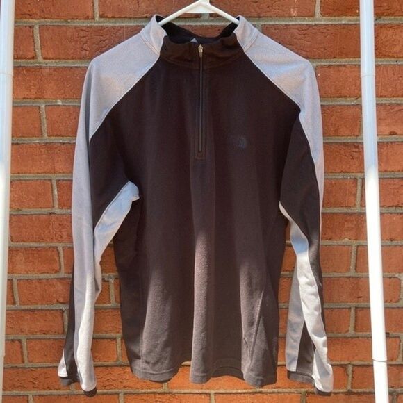 The North Face Mens Medium Black and Gray TKA 100 Half  Zip Fleece Jacket - Picture 1 of 9